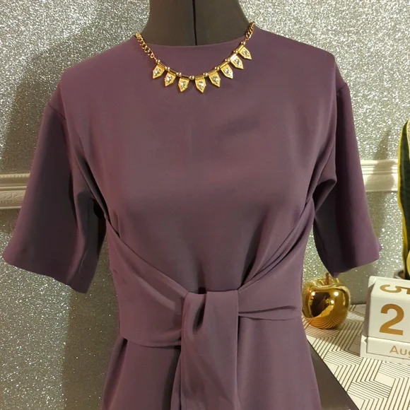 Lavender, Purple short-sleeved casual/formal, summer/fall wedding guest dress - Picture 7 of 11